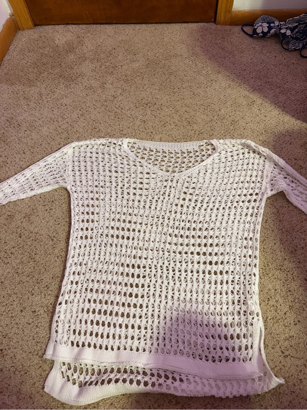 Target White Open-Knit V-Neck Swim Coverup